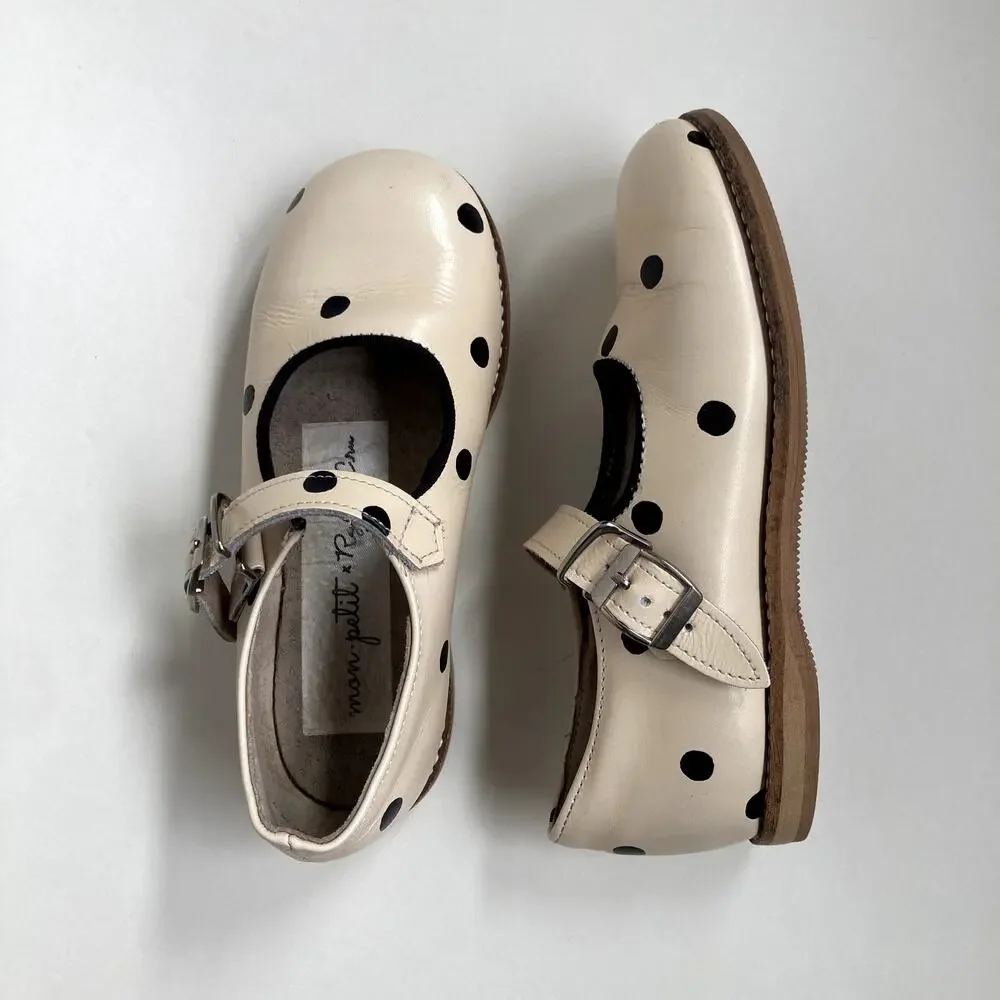 Mon Petit Shoes x Rylee Cru Polka Dot Mary Janes - Cream Black - 10